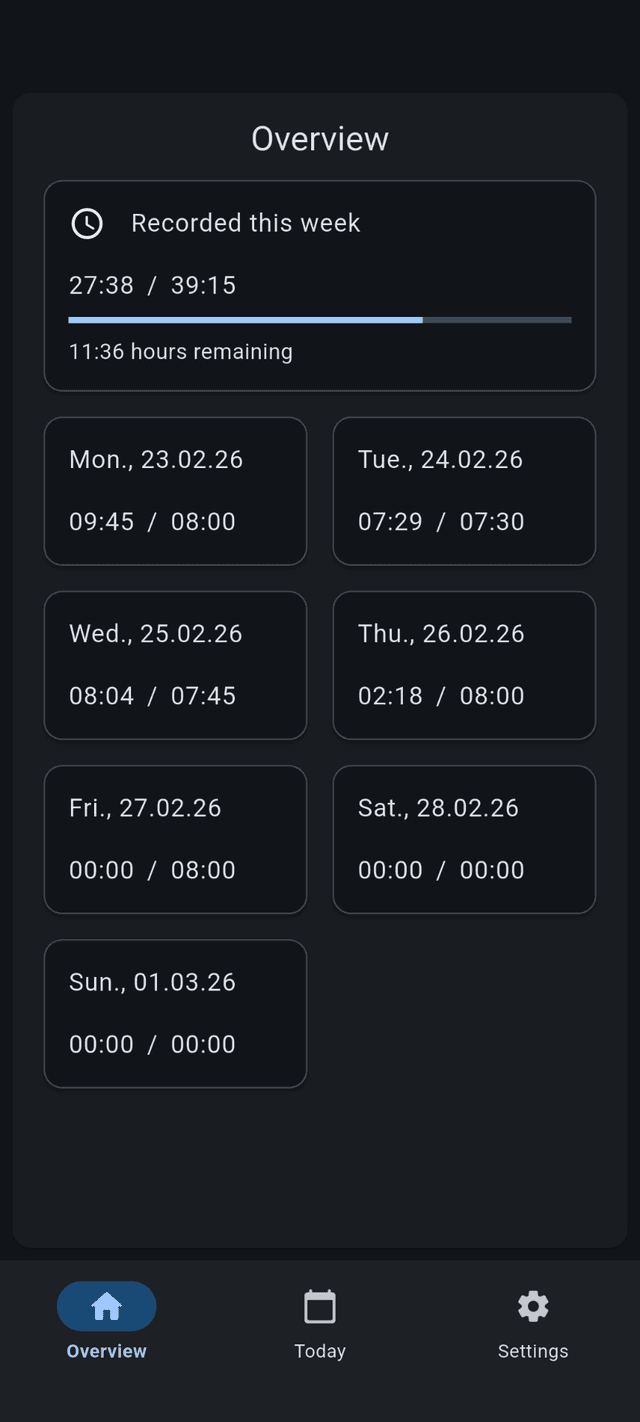 Zentime Overview Screenshot